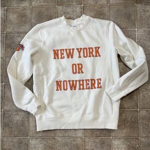 New York or Nowhere Knicks White Crewneck Sweatshirt XS NBA Basketball Pullover